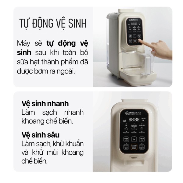 Máy Nấu Sữa Hạt Tự Động 2GOOD SONA I8 (1,2 Lít) - Tự Động Nấu, Tự Động Vệ Sinh, Khử Sạch Vi Khuẩn Và Mùi Thực Phẩm